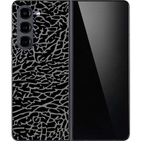 Elephant Print Black Galaxy Z Fold5 5G Skin